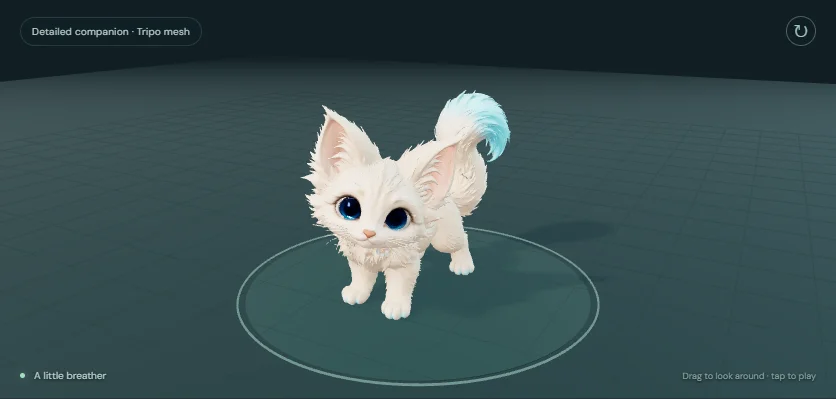 Actual AI Creature app preview with an animated generated companion