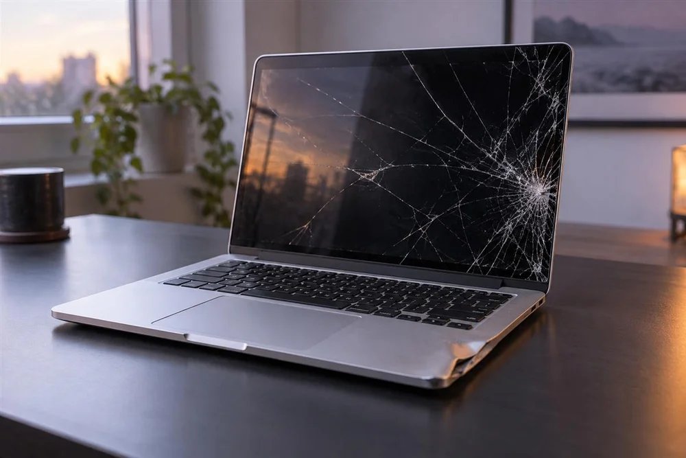 Sample photo of a damaged laptop used in the claim assistant