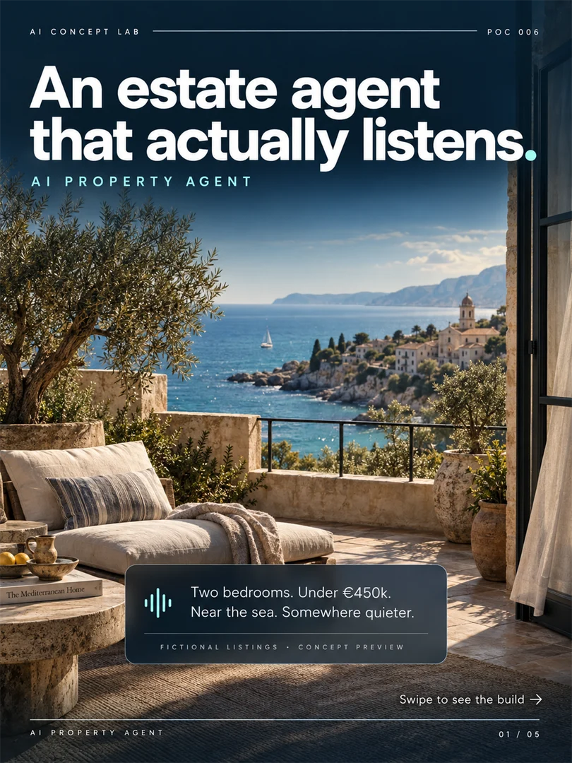 AI Property Agent — original carousel slide 1. Project information is also available in the text above.